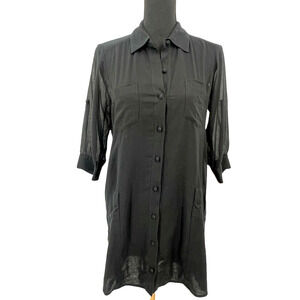 Mason Black Cotton Long Sleeve Shirt Dress Career‎ Business Sz 2